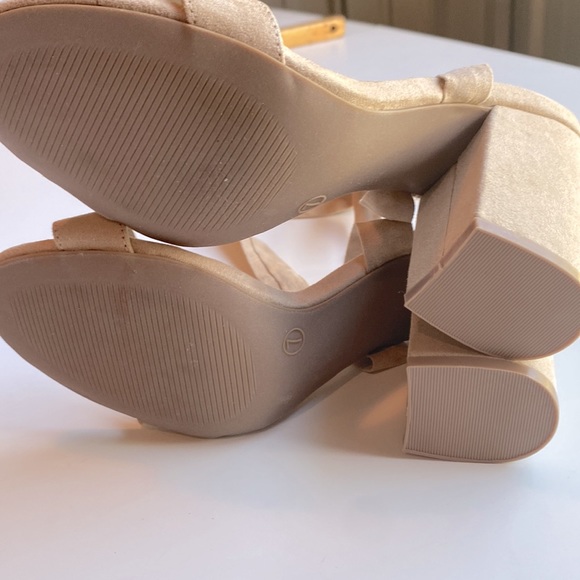 Alta Light Nude Suede Lace-Up Heels - Picture 8 of 8